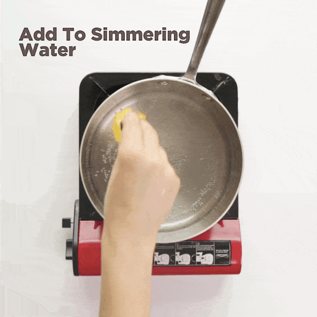 You know how poached eggs just disintegrate in the water sometimes? To prevent this, line a cup with plastic wrap, spray it with nonstick cooking spray, crack an egg into it, and tie it closed. Drop the little egg pouch into simmering water to poach it, and once cooked, snip the plastic wrap off and you have a perfect poached egg. This method is especially great for poaching large batches of poached eggs — something that can be a bit of a challenge.More: Get step-by-step instructions for poaching eggs in plastic wrap.