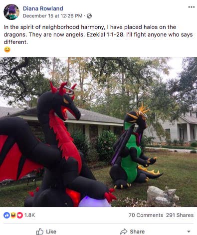 A Woman S Neighbor Complained About Her Christmas Dragon Display