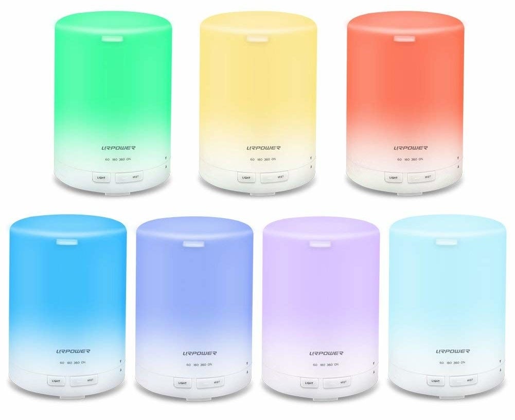 the humidifier in lots of different light colors 