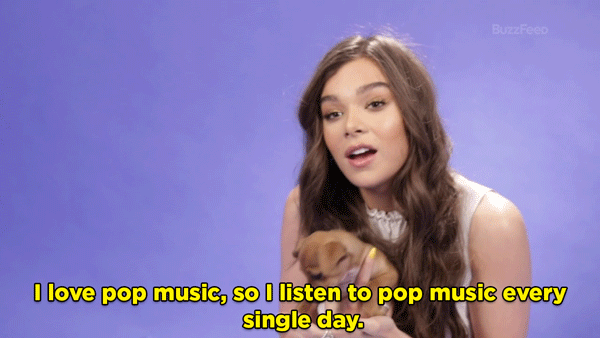 HS: I've been listening to a wide variety of music — I feel like I always am! With Bumblebee, the film takes place in the '80s and has an incredible '80s soundtrack, so I got to immerse myself in that world of music for a while. I love pop music, so I listen to pop music every single day, and currently Christmas music, duh!