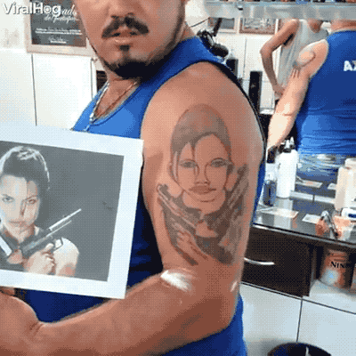 A Guy Got Angelina Jolie S Face Tattooed On His Arm And It S The Most Messed Up Thing You Will Ever See