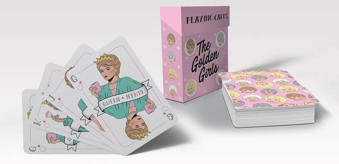 The deck of cards with illustrations of all the Golden Girls on the back