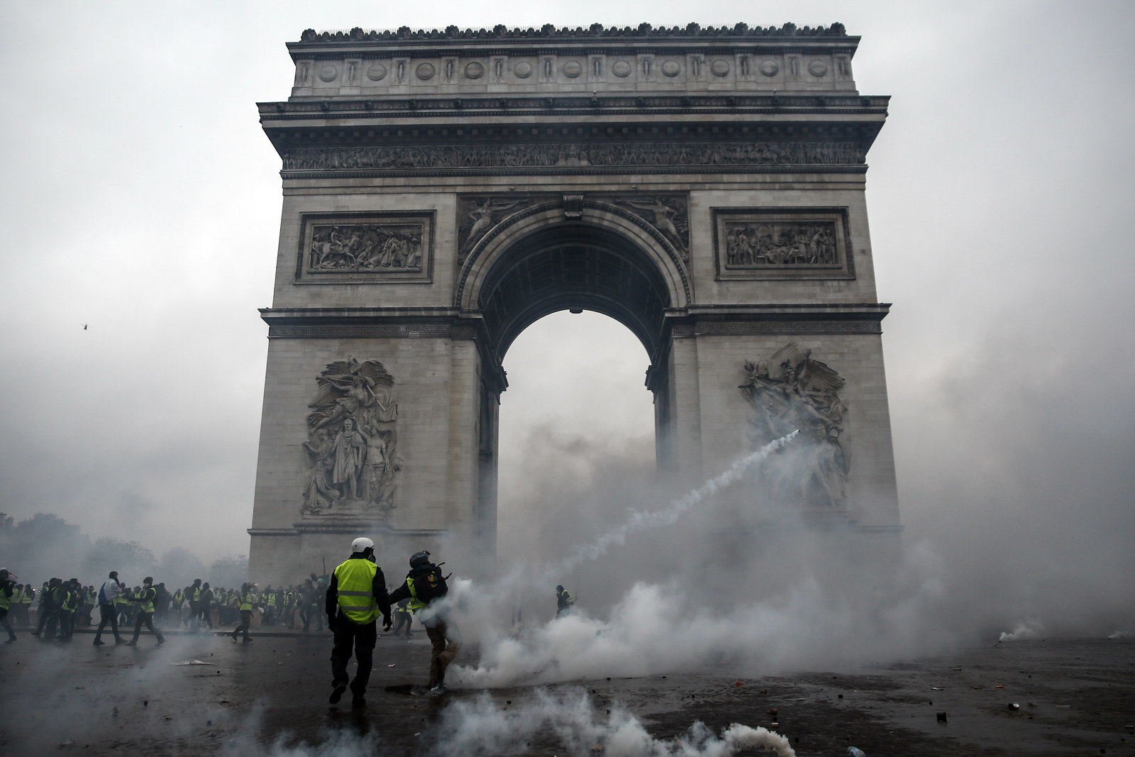 Rioters Protesting The Price Of Fuel Surrounded The Arc De Triomphe In