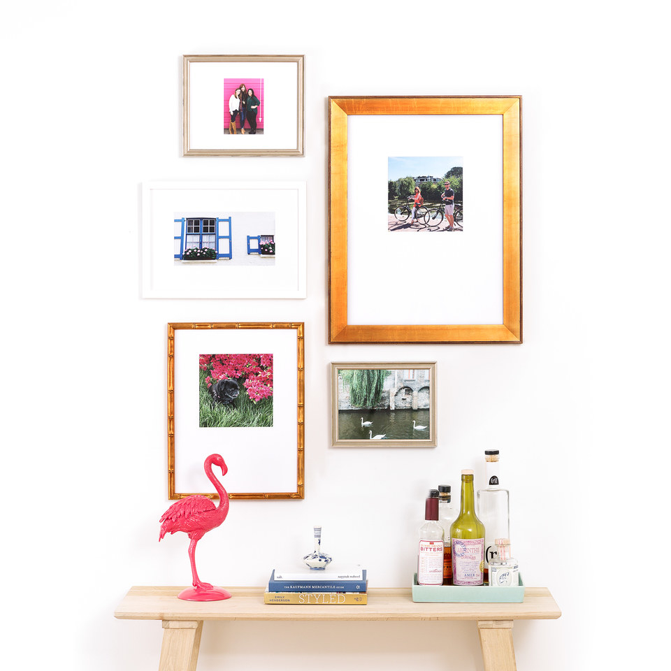 gallery wall with various frames