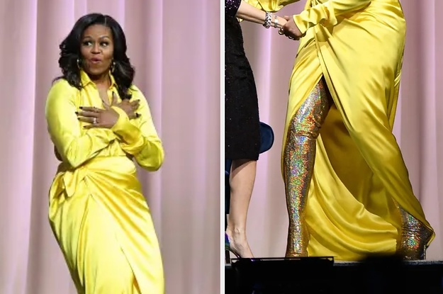 michelle obama yellow boots