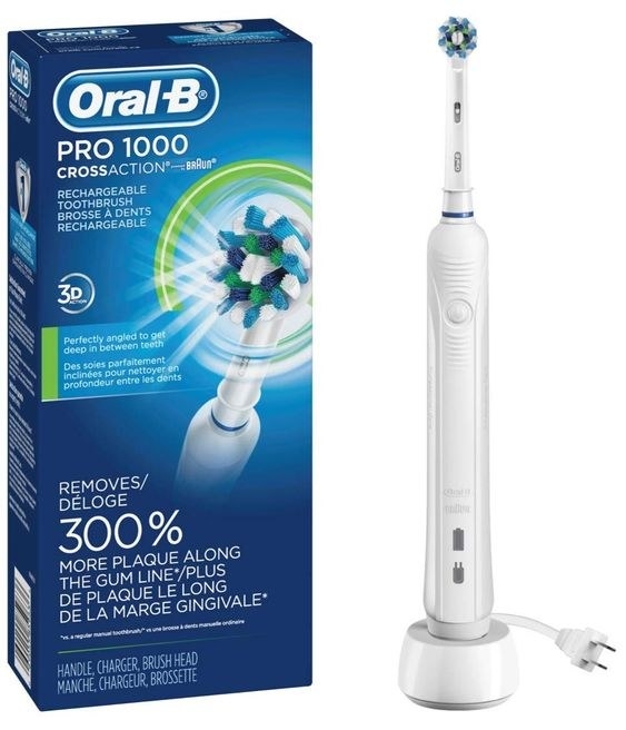 This toothbrush is one of our picks for best electric toothbrush on BuzzFeed Reviews.Promising review: "This toothbrush cleans well and the battery charge lasts for several days. It leaves your teeth feeling like you just had a professional cleaning. There are different brush heads that you can use with this toothbrush. I tried some of them, but I like the Cross-Action the best." —Alan RCGet it from Amazon for $39.97.