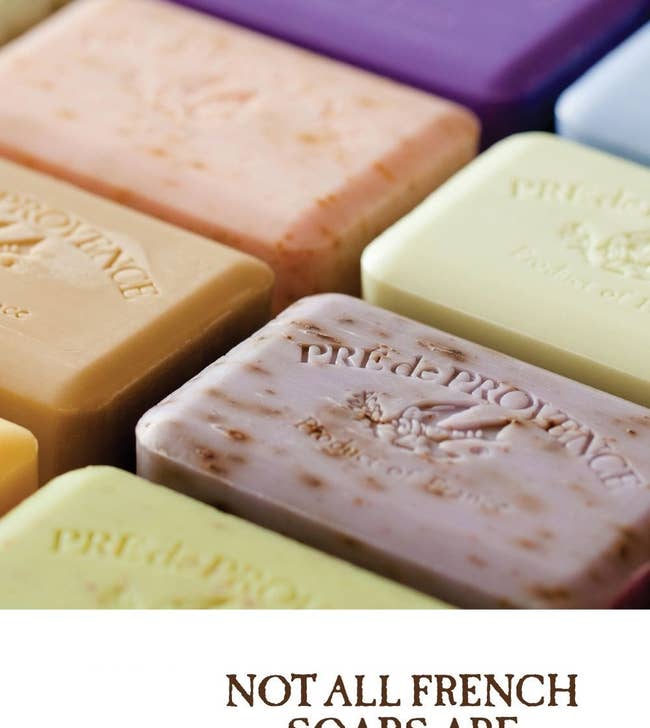 Several colors of the stamped soap bars