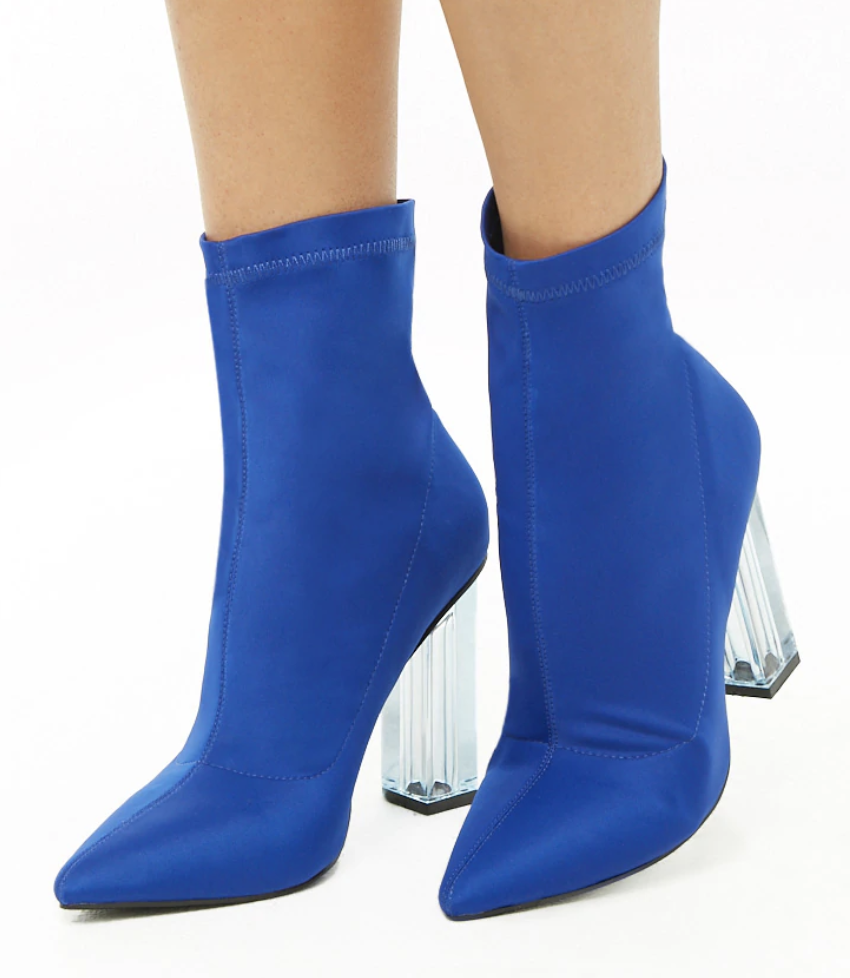 blue bootie heels