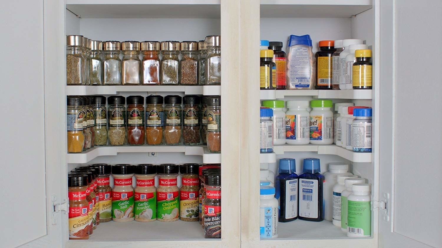 u-shaped shelf with spices