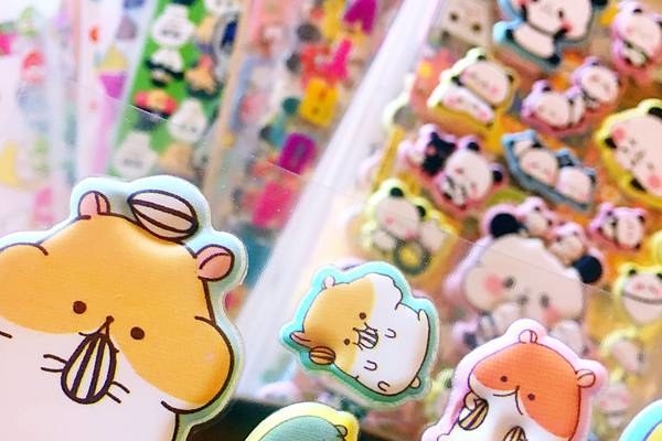 Close-up of puffy hamster-themed stickers 