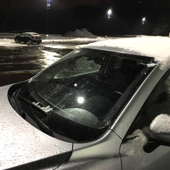 reviewer's clean, clear windshield after removing the snow cover