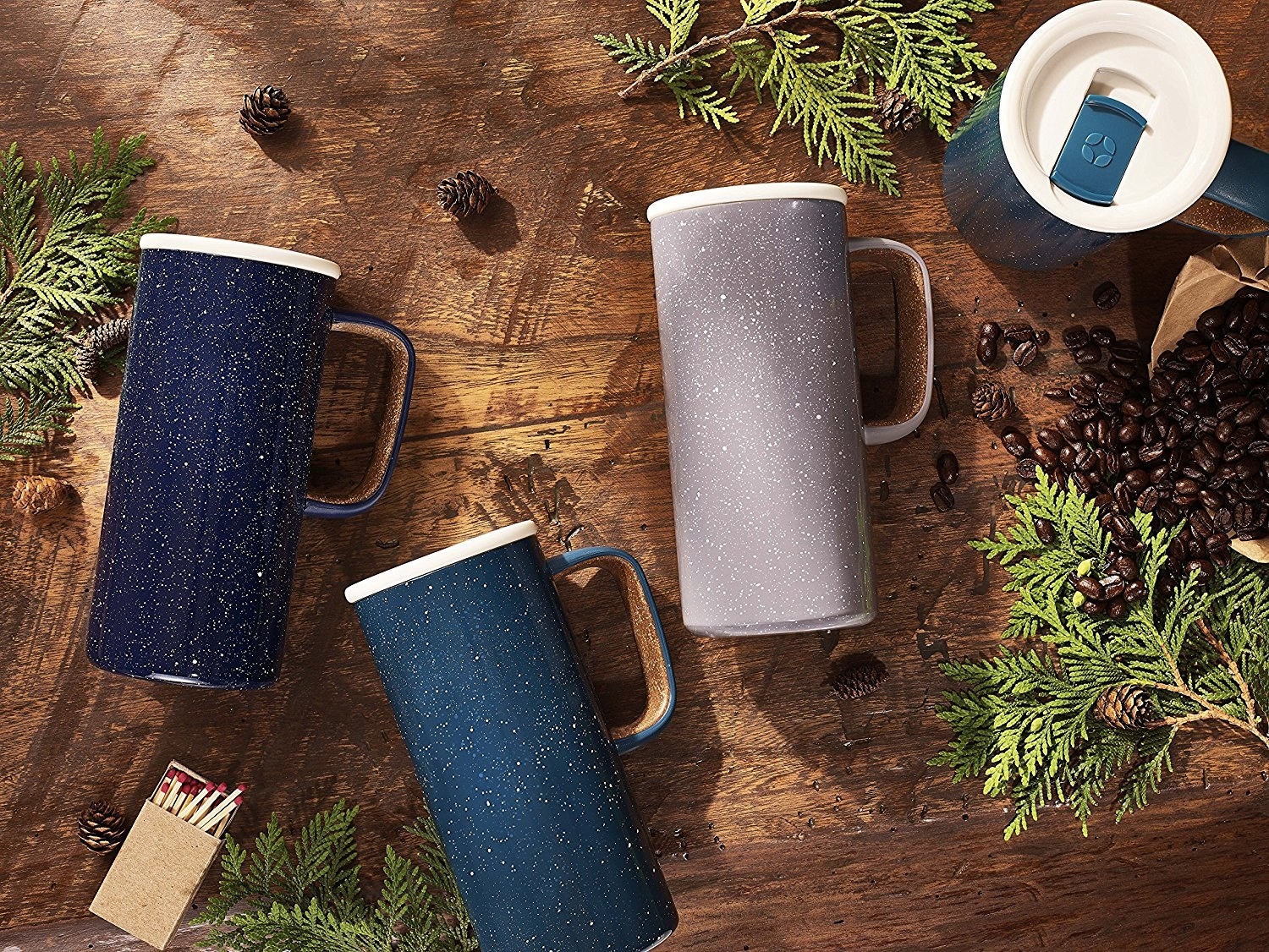 Three mugs on table