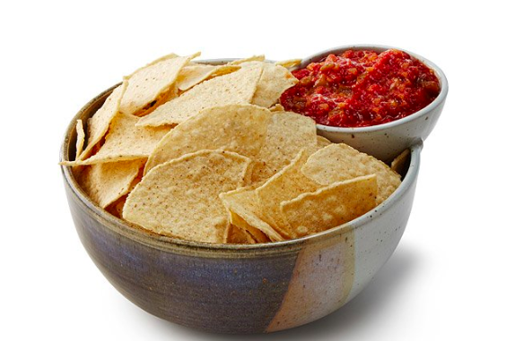 double bowl with room for chips, dip 
