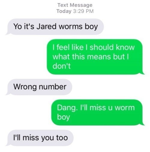 someone named jared worms boys texts a stranger