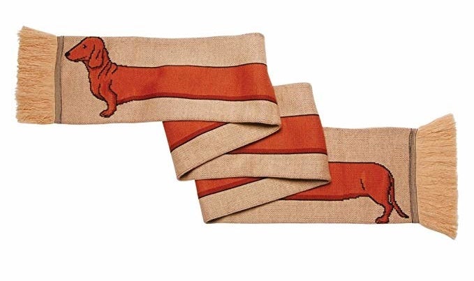 scarf with dachshund that stretches the whole length of the scarf 