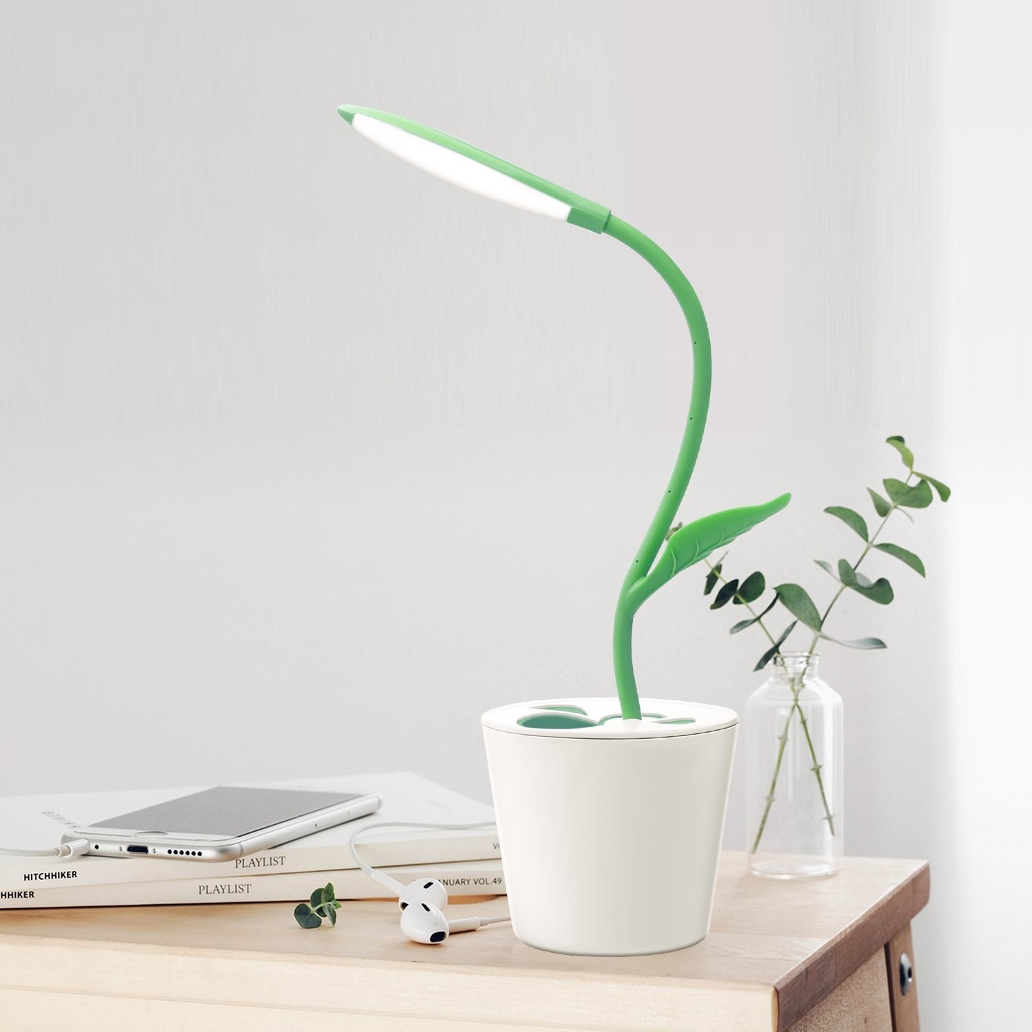 Desk lamp on table