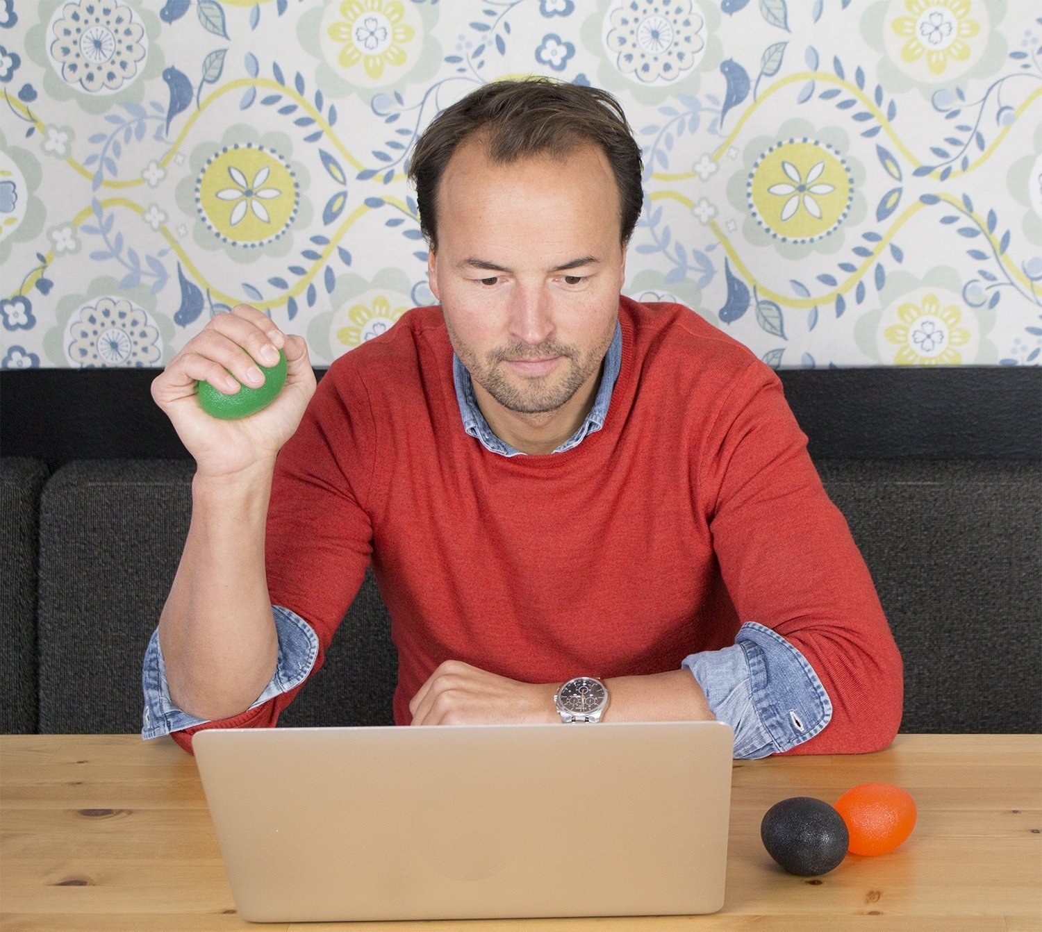 someone using the stress ball 