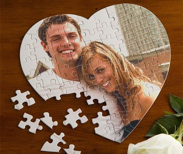 The heart puzzle with a picture of a couple on it