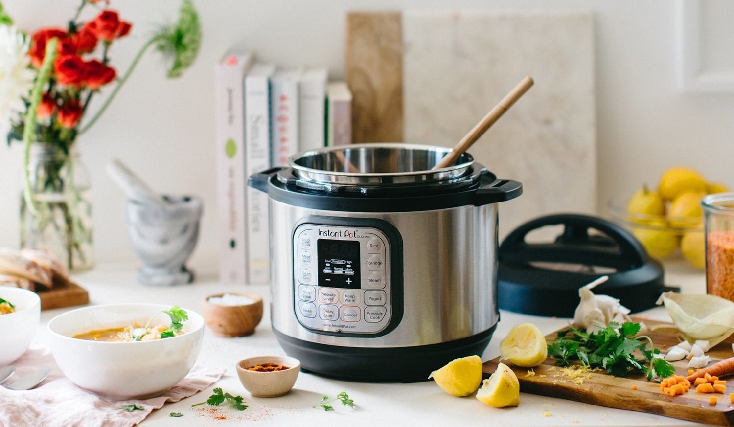 Check out a BuzzFeeder's full review on why they love this, plus 21 Instant Pot Dinner Ideas You Need To Try for some inspo!Promising review: "I have owned my Duo for over a year now, and I have used it at least five times each week. For cooking pasta, it’s a 'set it and forget it' appliance. Dump in pasta, sauce, meatballs, and water. Set the time and go off to fold laundry, pack lunches, or whatever else needs to get done before bed. No more standing over the stove or stirring. Roasts come out great, with potatoes soaking in all the amazing juices at the same time. Cheesecakes are easier than ever. The best part is that there’s no cleanup and no hot kitchen, like cooking with an oven. The stainless steel liner just goes straight into the dishwasher, saving busy families even more precious time. I have since added another Instant Pot to my collection and purchased five as gifts for family and friends." —Elissa SpicerGet it from Amazon for $67.49+ (available in three sizes).