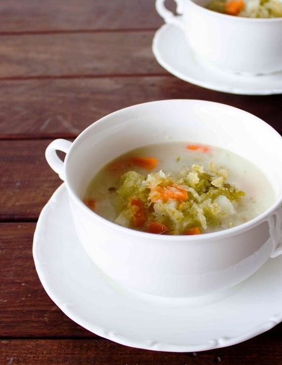 "It’s a Polish pickle soup made of pork stock with shredded veggies. I make a big pot every winter." — brittnim4