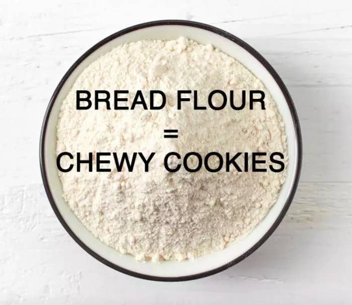 Bread flour = chewy cookies