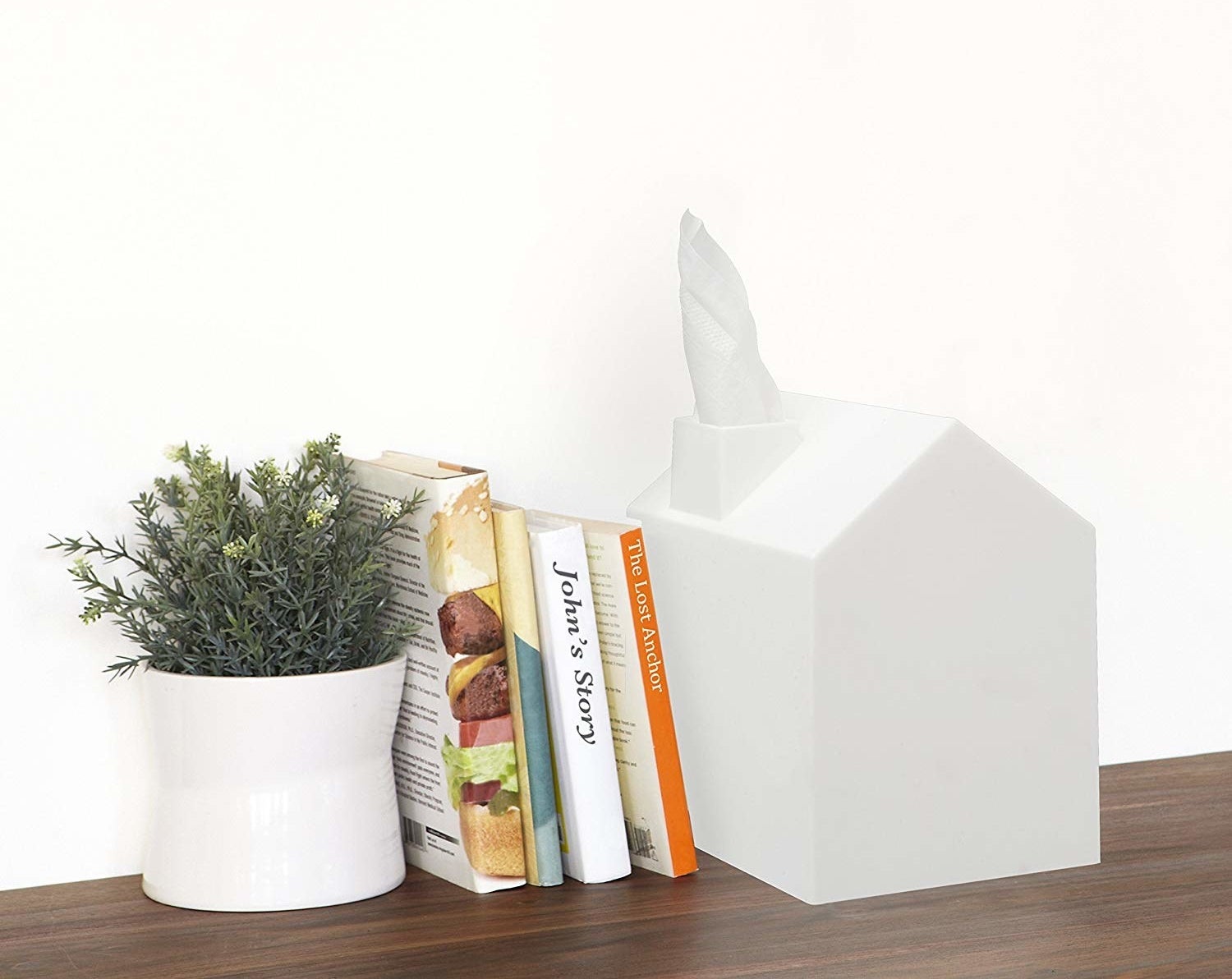 the white house-shaped tissue box