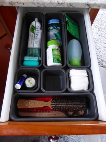 Organized drawer of toiletries