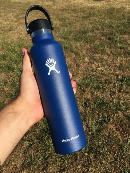 reviewer&#x27;s tall narrow navy screw-top hydro flask