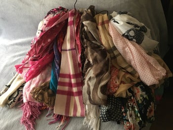 a mess of scarves