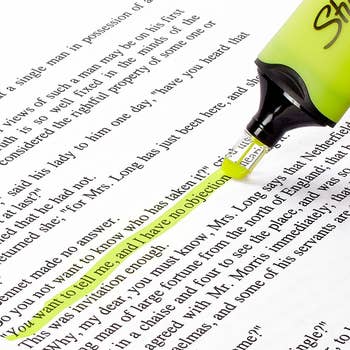 The yellow highlighter being used on a page