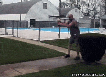 GIF of Diet Coke and Mentos bottle hitting the person recording it