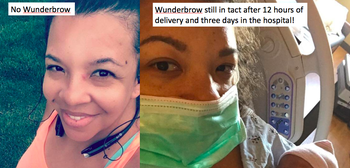 reviewer wearing the Wunderbrow