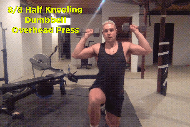 I liked that I had lighter exercises right before. Like, I wasn't dying by the time I got to the overheard press because the exercises before it weren't that treacherous. I felt pretty good after the first round, and I only had two more to go. (Difficulty: 7/10)