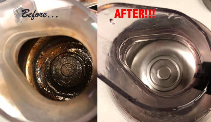 A customer review before and after photo showing their cleaned bottle
