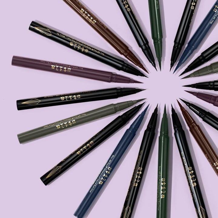 the eyeliner pen in black, purple, blue, green, and brown