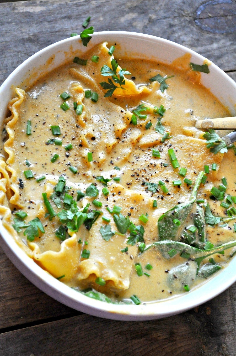 soup with lasagna noodles in it