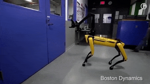 ドアを開けようとするロボット。それを邪魔しようとする人間。棒を押さえつけて、ミッション達成のためにロボットは頑張る。
