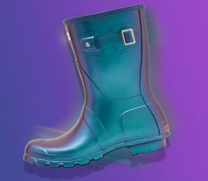 iridescent rain boots