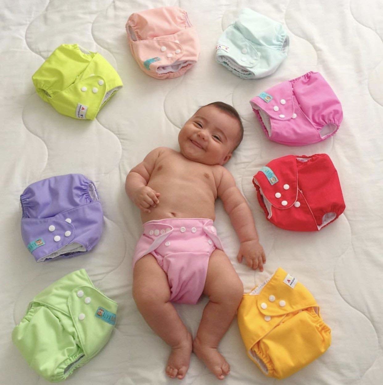 Baby wearing reusable diaper 