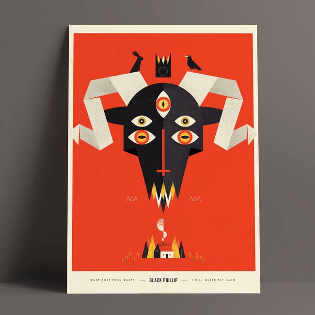 minimalist print in bold colors with inspiration from the movie the witch 