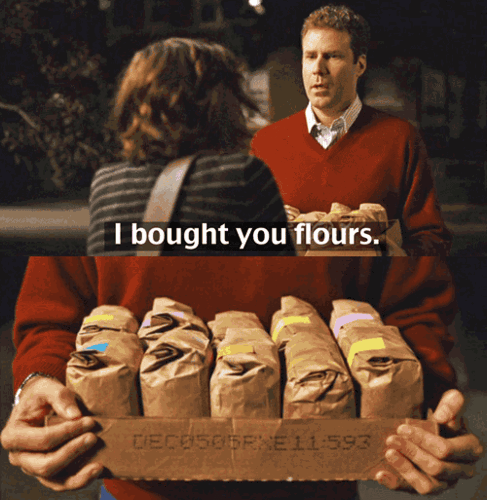 GIF of Will Ferrell saying &quot;I bought you flours&quot;