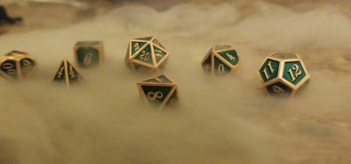 green and gold metal dice for DD