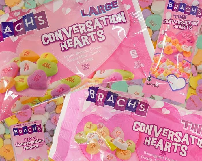 2 Brach's TINY CONVERSATION HEARTS Valentines Day Candy 14 oz.