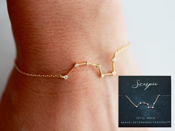 Choose your desired zodiac sign! Made with a dainty constellation charm and adorned with tiny crystals, each bracelet sparkles vividly in the light. Get it from TomDesign on Etsy for $16.