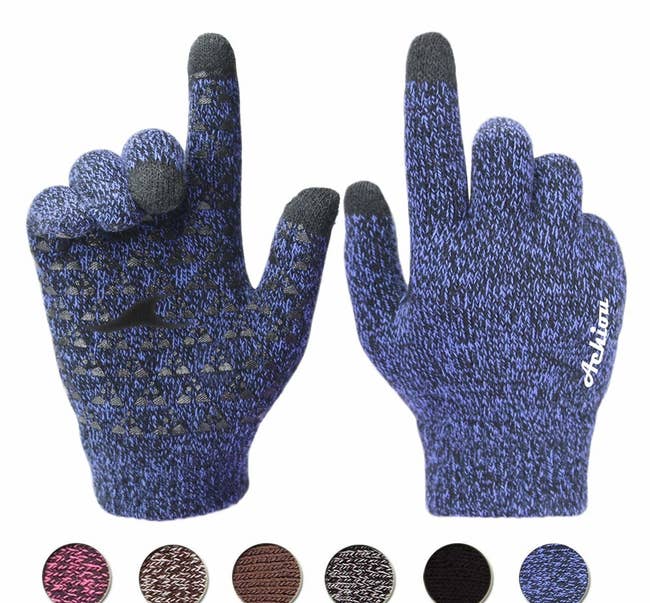 The gloves and some color swatches showing available colors