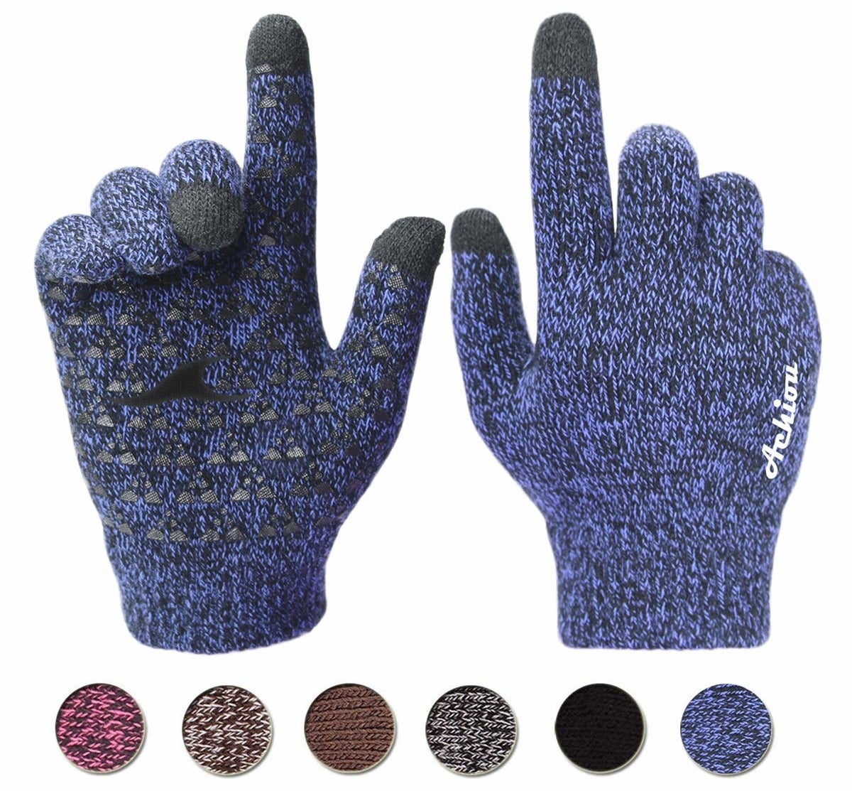 The gloves and some color swatches showing available colors