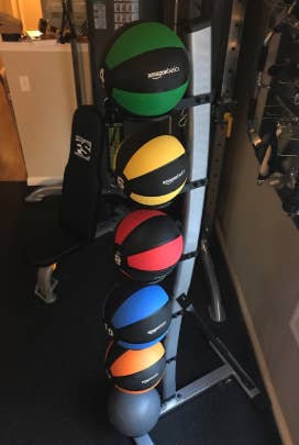 a stack of the medicine balls
