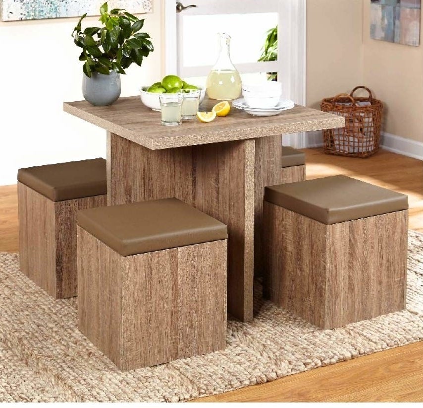 The kitchen table with storage stools