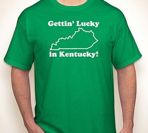 A green &quot;Gettin&#x27; Lucky in Kentucky&quot; T-shirt