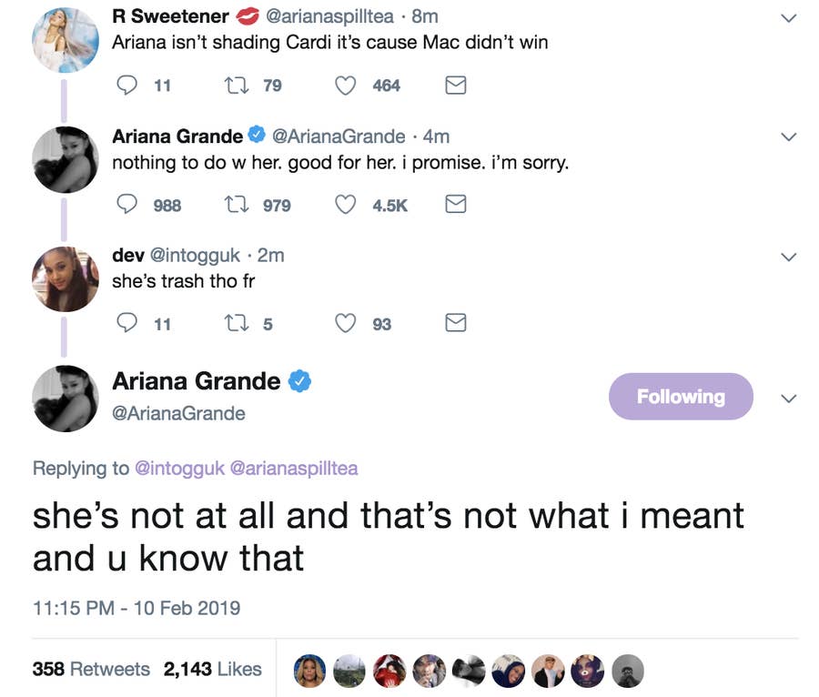 Ariana Grande appears to delete tweets after Mac Miller Grammy